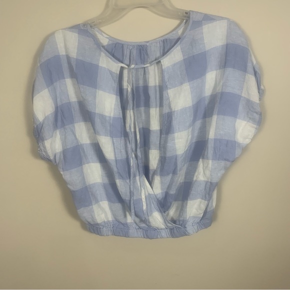 Madewell Linen Split Back Tie Gingham Blouse - Picture 8 of 13